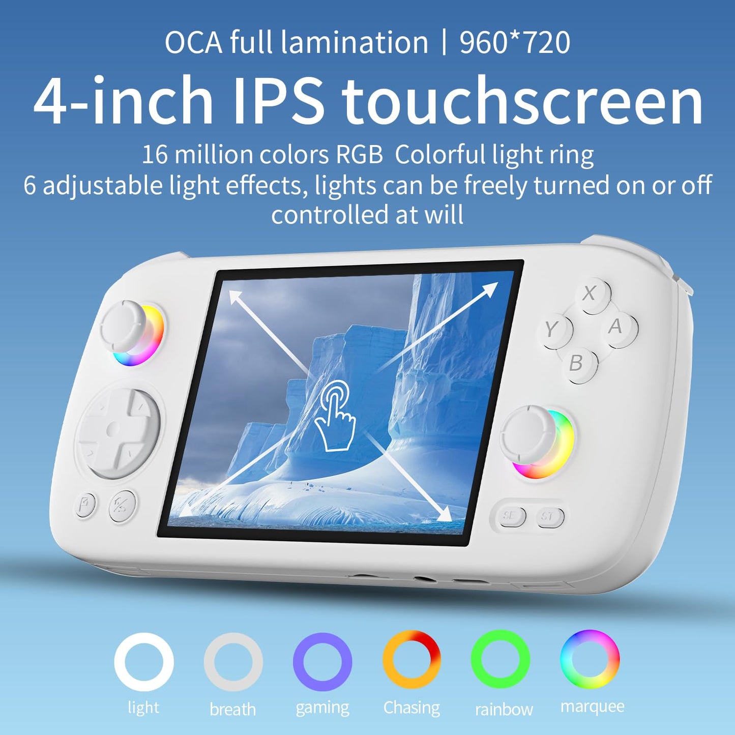 Rg 406H Retro Handheld Game Console With 4-Inch Ips Screen Rgb Lighting Handheld Retro Gaming Console With Android 13 System And