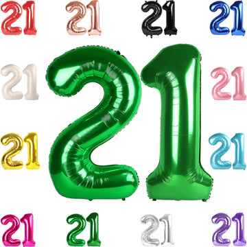 21 Balloon Number, Green Number 21St Birthday Balloons 40 Inch, 21 Or 12 Years Old Green Birthday Decorations For Men Women Him