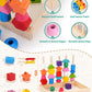 KidMigo Montessori Toys for 3 Year Old  Stacking Toys for Toddlers  Stacking Blocks  Lacing Beads  Matching Shape Preschool Toys  Montessori Toys for 3 4 5 Year Olds with Canvas Storage Bag