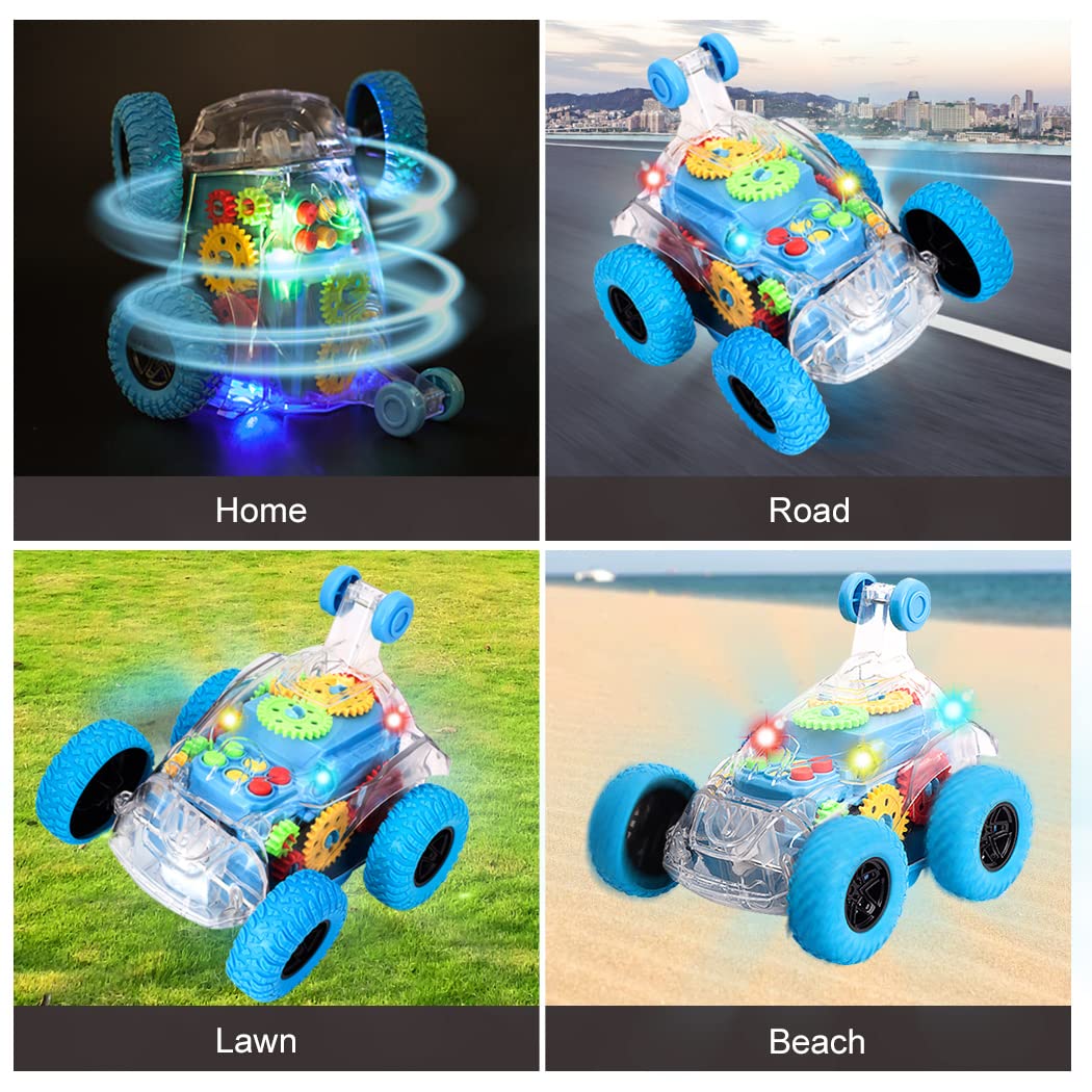 Sensory Toys For Kids With Autism,Light Up Toys Car For Toddlers 1-3,Bump And Go Toy Car With Colorful Moving Gears,Music,Led Ef