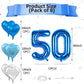 Biapian 40 Inch Blue Number 50 Balloons, 8Pcs Large Foil Number 5 & 0 Balloons With 18'' Blue Silver Heart Shape Balloon For 50T