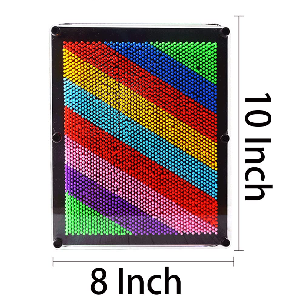 3D Pin Art Intellectual Fun Toy Rainbow Plastic Pin Art Palm Board Push Pin Toy (Rainbow-10X8Inches)