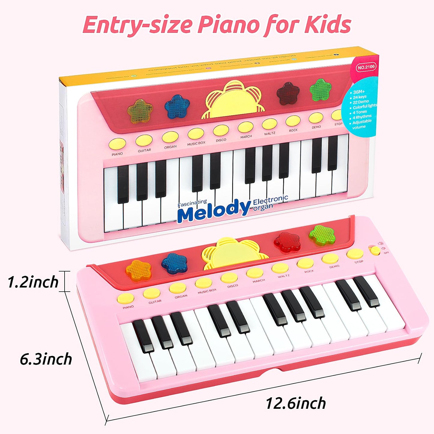 BAOLI 24 Keys Piano Keyboard for Kids, Multifunctional Portable Electronic Piano Educational Musical Instrument Toys, Birthday G