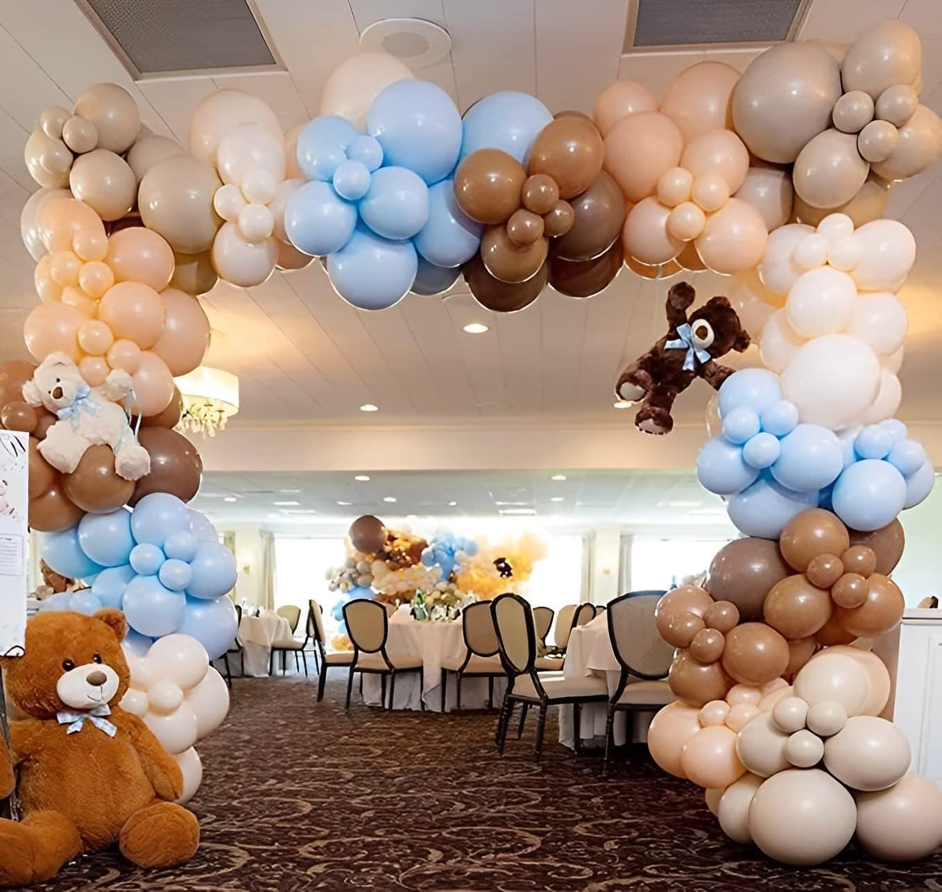 Bear Balloon Garland Arch Kit 121Pcs Brown Blue And Bear Foil Woodland Animal Balloons For We Can Bearly Waits Bear Theme Birthd