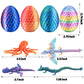 4Pcs 3D Printed Dragon Octopuses With Egg Easter Basket Stuffers Easter Egg 3D Printed Animals Toy Set