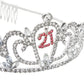 21st Birthday Sash and Crown Set for Her, Finally 21 Hot Pink Reflective Sash, Rhinestone Tiara, and 21st Birthday Decorations