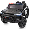 Outfunny 12V Electric Police Car For Kids, 2 Seater Ride On Toy Car For Kids Aged 4-8 With Remote Control, Bluetooth - Black