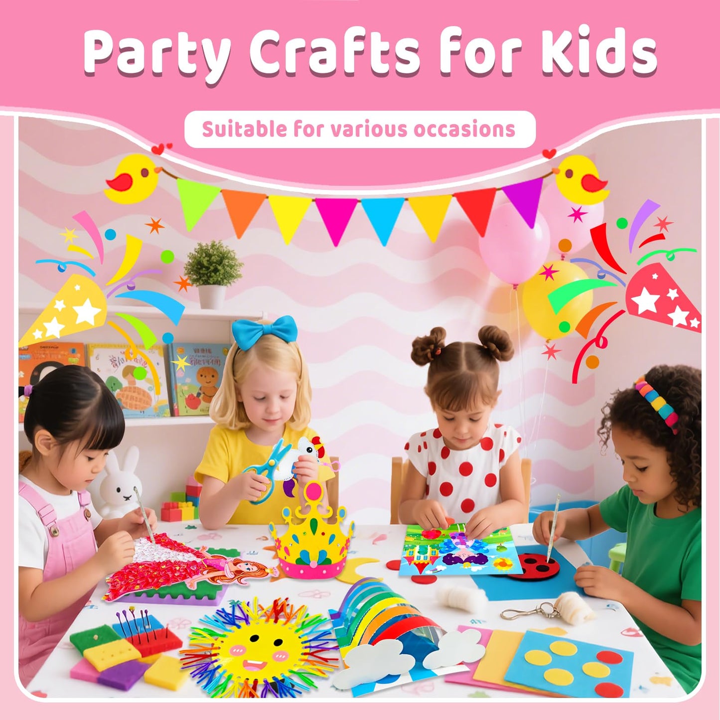 7july Unicorn Craft Box - 12 Fun Arts and Crafts for Kids Ages 4-8, Colorful Educational Toys, Model CB-02