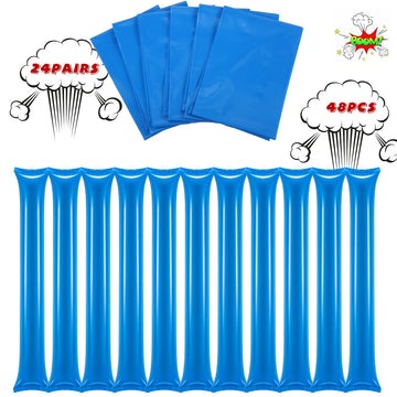 Civaner 48 Pcs Christmas Thunder Stick Team Spirit Boom Stick Cheering Stick Plastic Cheerleading Spirit Stick Clapper Inflatable Noise Maker Sports Supply(Blue)