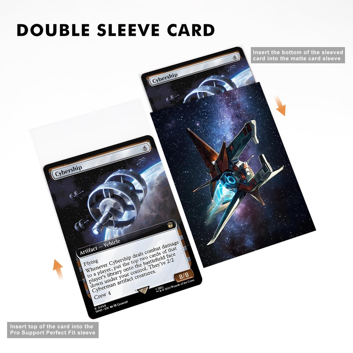 Katomula 100 Mtg Card Sleeves With 100 Inner Sleeve, Textured Back Art Sleeves, Fit Standard Size Cards-Spaceship Toytooth Katomula 100 Mtg Card Sleeves With 100 Inner Sleeve, Textured Back Art Sleeves, Fit Standard Size Cards-Spaceship Toytooth