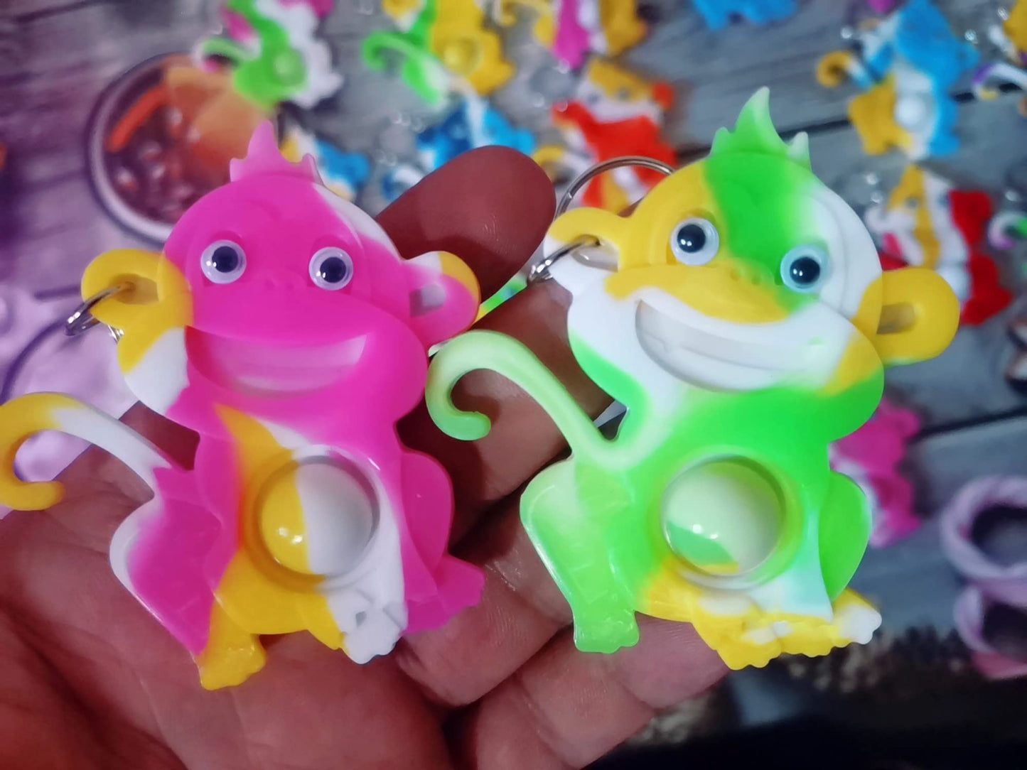 24 Packs Funny Summer Present Unique Mini Monkey Assorted fidgets Bubble Toys for Kids Children Classroom Students Gifts from Te