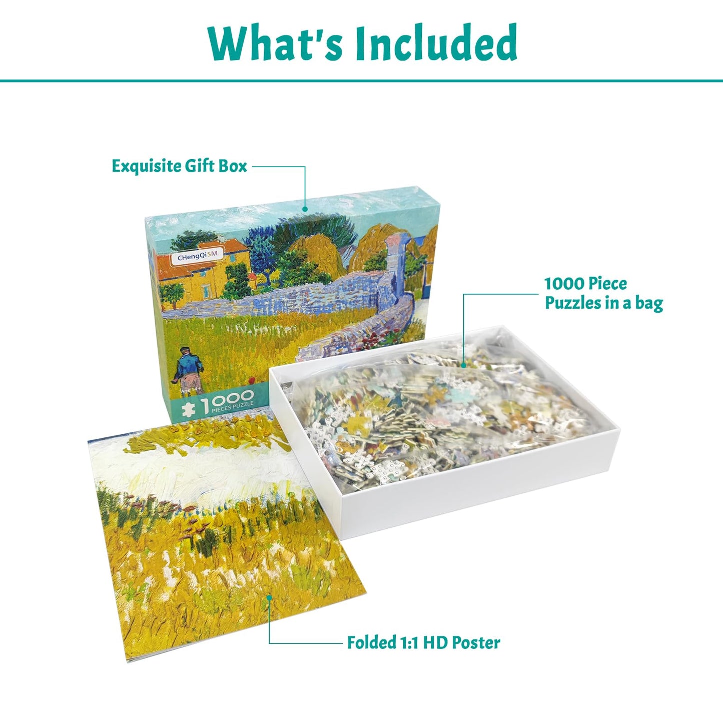 1000 Piece Puzzle For Adults Farmhouse In Provence Puzzles For Adults 1000 Piece Artwork By Vincent Van Gogh Jigsaw Puzzles 1000