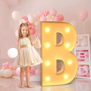 Imprsv 3Ft Marquee Light Up Letters B, Large Light Up Letters, Big Marquee Letters For Party Decorations Baby Shower Anniversary