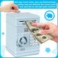 Renvdsa Cartoon Electronic Atm Password Piggy Bank Cash Coin Can Auto Scroll Paper Money Saving Box Gift For Kids (Light Blue)