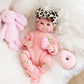 Lifelike Reborn Baby Dolls Accompany- 18Inch Soft Vinyl Smiling Realistic Baby Doll With Leopard Headband And Complete Accessori
