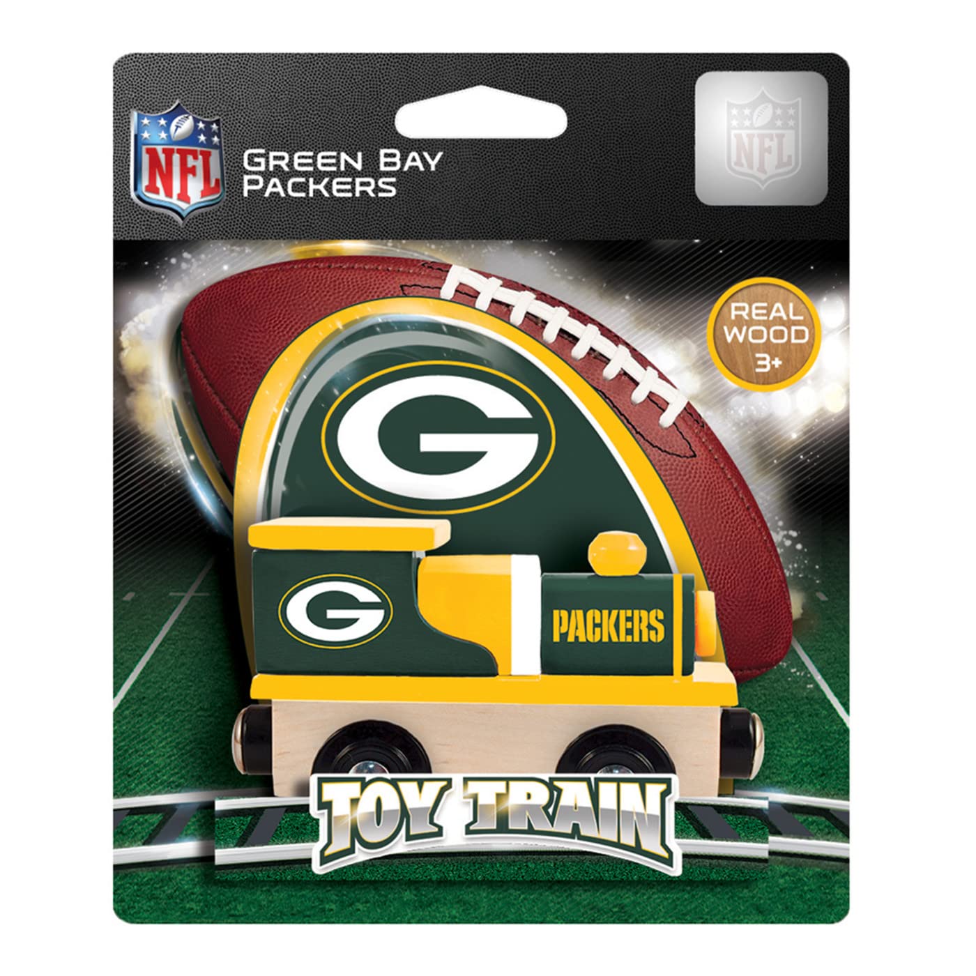 Masterpieces Wood Train Engine - Nfl Green Bay Packers - Officially Licensed Toddler & Kids Toy