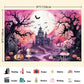 LDWLYW Pink Halloween Backdrop Banner 5x3 ft Spooky Witch Decor for Kids, Black Ghost Haunted House Party Background