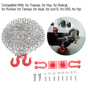 POCREATION RC Tow Hook Chain, U Shaped Tow Hook Trailer Chain Tow Hook Steel Tow Rope Assemble Parts for RC Climbing Crawler Car