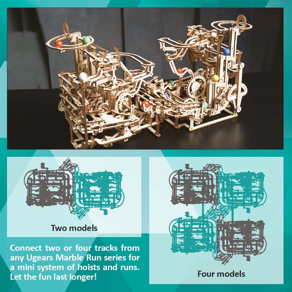 Ugears Wooden 3D Puzzles For Adults - Wooden Marble Run Spiral Hoist Models For Adults To Build - Advanced Wooden 3D Puzzle Kit - Mechanical Model Wooden Puzzles For Adults And Hobbyists - 266 Pcs
