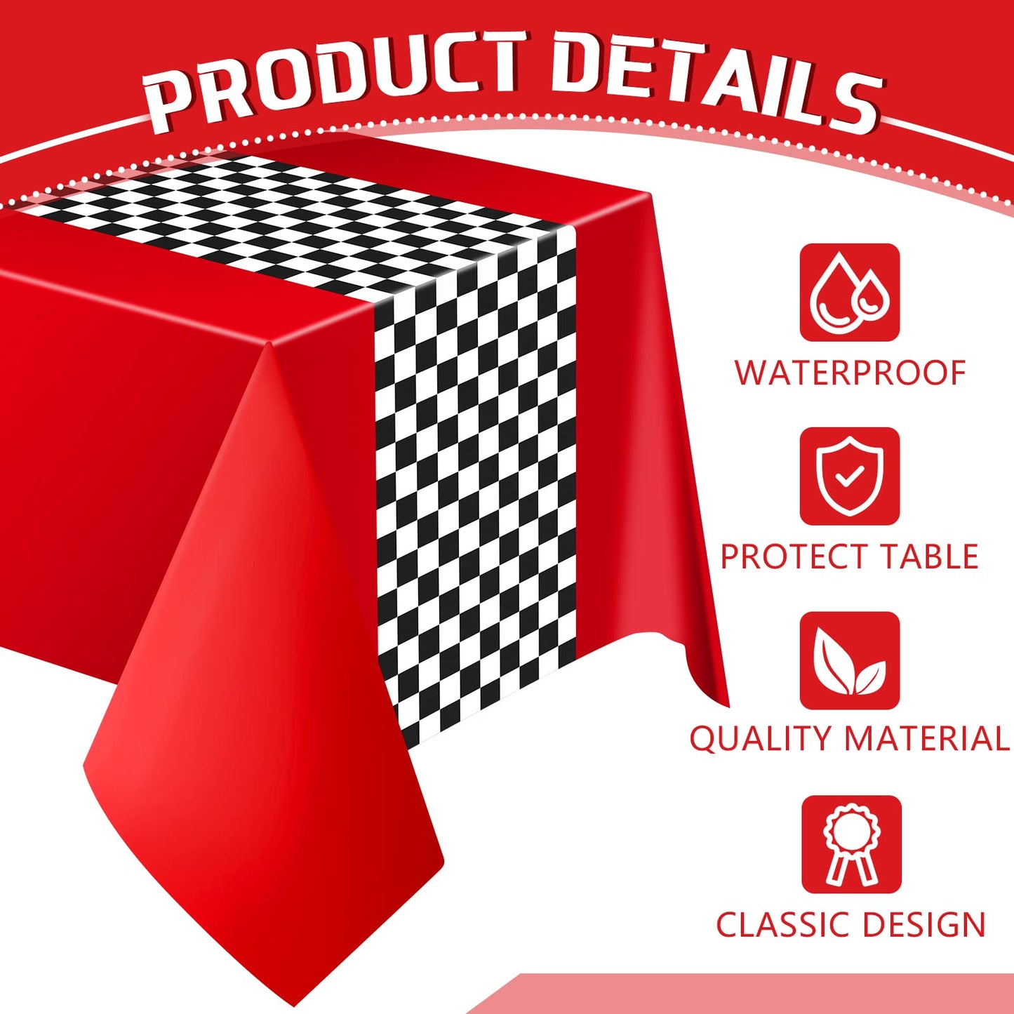 Irenare Car Birthday Party Supplies Racing Party Decorations Road Tablecloth Racetrack Table Runner Table Covers For Kids Boy Car Theme Birthday Party, 54 X 108 Inch (Red,12 Sheets)