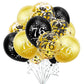 SHUNTAI 76th Birthday Balloons, Black and Gold Latex Confetti, 12 inch, 15 Pack, Model SHUNTAI-001, 76 Year Old Theme Party Supplies