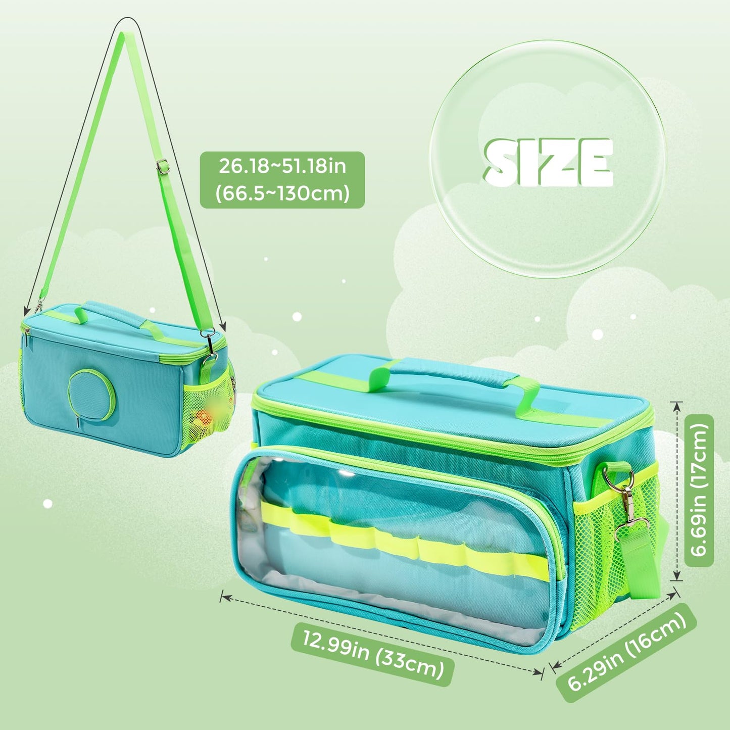 Hautton Toniebox Carrying Case - Portable Travel Bag for Tonies, Headphones, and Charging Station, Aqua Blue, Model HT-08364490