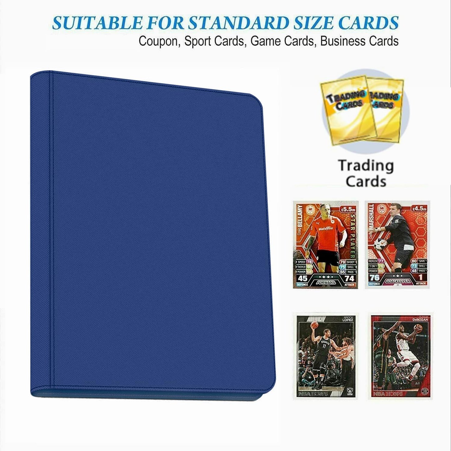 enhanced 9-Pocket Zippered Trading Card Binder  540 Pockets Double-Sided Side-Loading Card Organizer Album  PU Leather Card Holder Protector for MTG  TCG  Sports Cards (Blue)