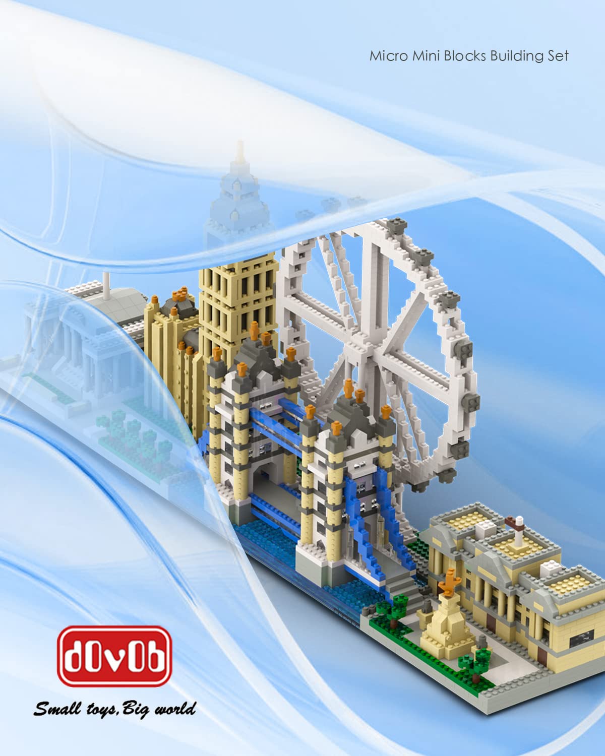 dOvOb Micro Mini Blocks Set - London Skyline Collection, 3076 Pieces, Multicolor, Plastic Model Kit for Kids and Adults