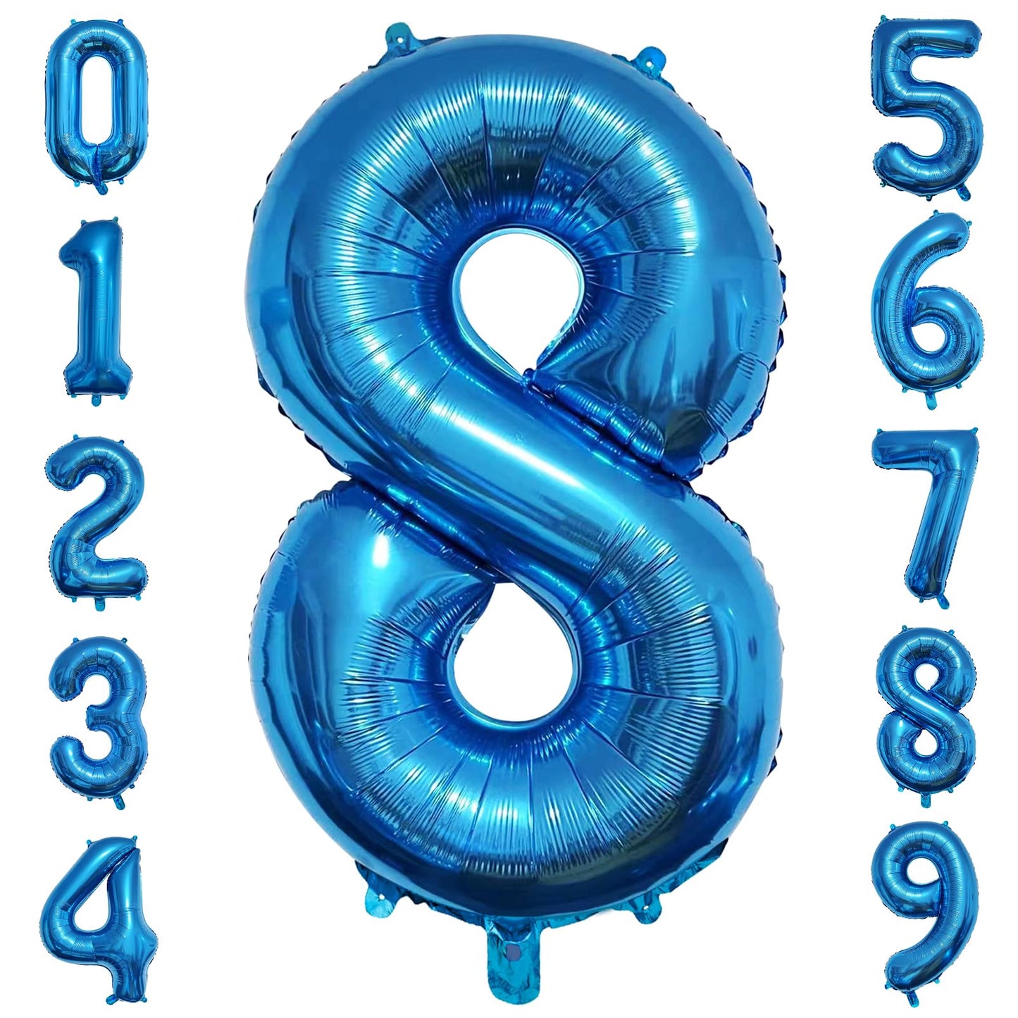 Paticool 40 Inch Blue Number Balloon 8, Large Number Foil Balloons Mylar For Girl Boy Birthday Party Celebration Decorations Sup