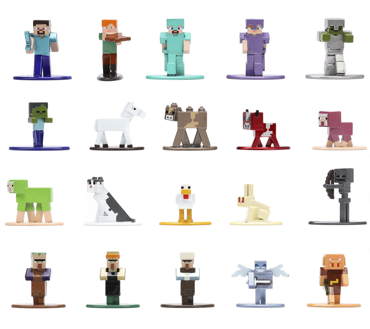 Jada Toys Minecraft 1.65'' Die-Cast Metal Collectible Figurine 20-Pack Wave 6, Toys For Kids And Adults, White