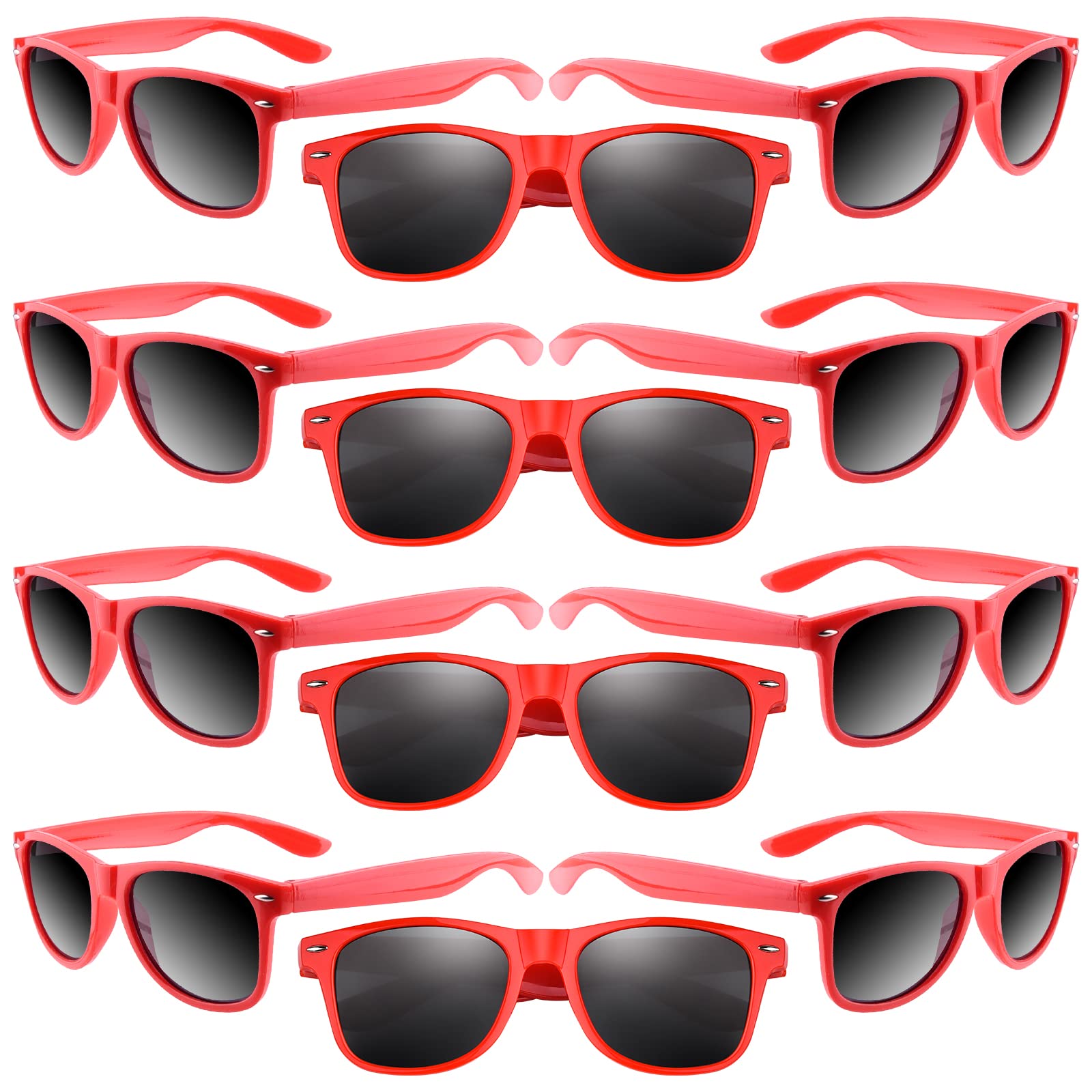 Morcheiong 12 Pack Party Sunglasses In Bulk For Birthday Summer Party Goody Bag Fillers Favors (Red)