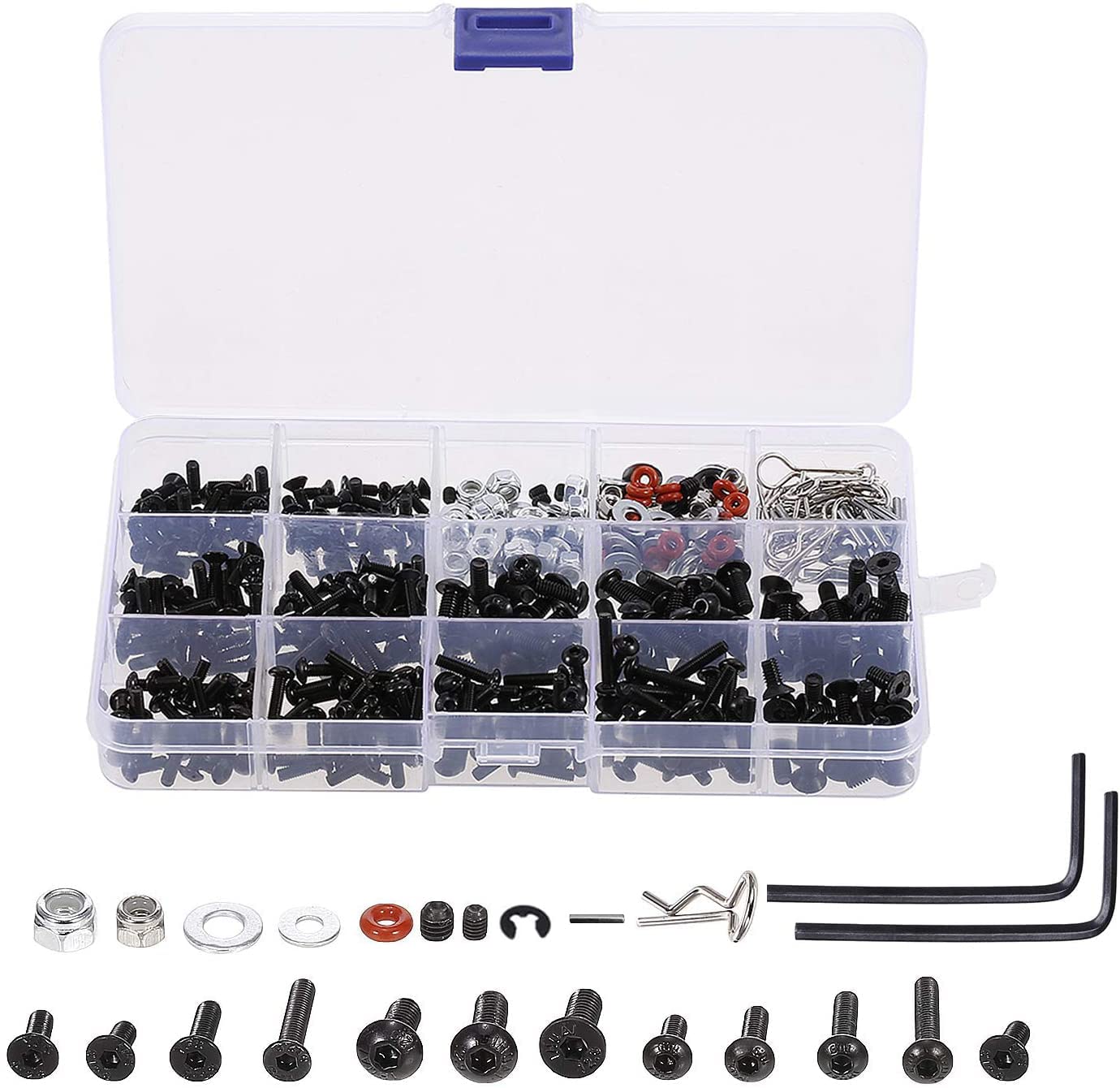 OGRC 522PCS RC Screw Kit Universal RC Repair Tool Kit Hardware Fastener for Traxxas Axial Redcat HPI Arrma Losi 1/8 1/10 1/12 1/