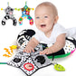 Teytoy Tummy Time Pillow With Crinkle Mat & Teethers, Black And White High Contrast Baby Toys With Mirror, Montessori Sensory Crawling Toy For Infant Newborn Toddler Tummy Time Toys 0-6 Months Babies