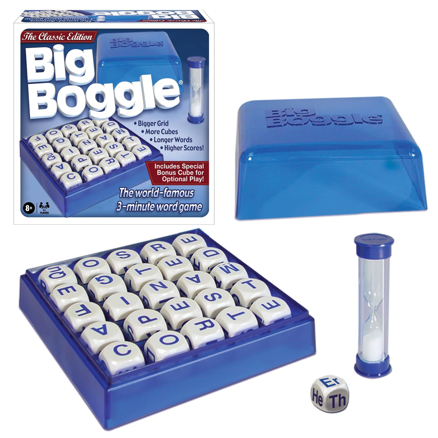 Big Boggle with 5x5 Grid and 25 Letter Cubes by Winning Moves Games USA, Thought Provoking Word Game Bigger Than The Original, f