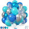 Blue Silver Balloon, 60 Pcs 12 Inches Teal Metallic Blue Silver Balloons Confetti Balloons For Kids Dancing Bachelorette Party Decorations Birthday Balloons Baby Shower Engagement Party Supplies