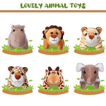 Sumind 12 Pieces Mini Stuffed Forest Animals Jungle Animal Plush Toys 4.8 Inch Cute Elephant Lion Giraffe Tiger Plush For Animal