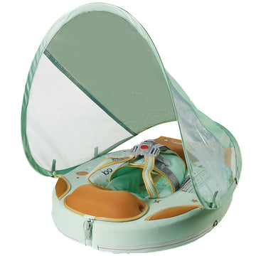 Newest Fold-Able Easy Carry With Tail Canopy Crotch Mambobaby Float Non-Inflatable Baby Float Smart Swim Trainer Soft Solid Wais