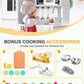 Babytronic Wooden Kitchen Playset for Kids, Interactive Toy Kitchen with Lights & Sounds, White, Ages 3+, Includes Oven & Microwave