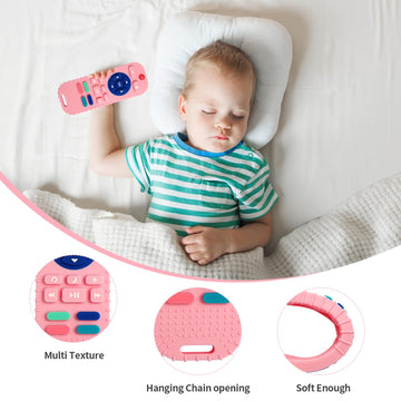 Hooku 2 Pack Silicone Teething Toys For Babies 0-6 Months, Teethers For Babies 6-12 Months, Remote Teether For Baby, Sensory Toy