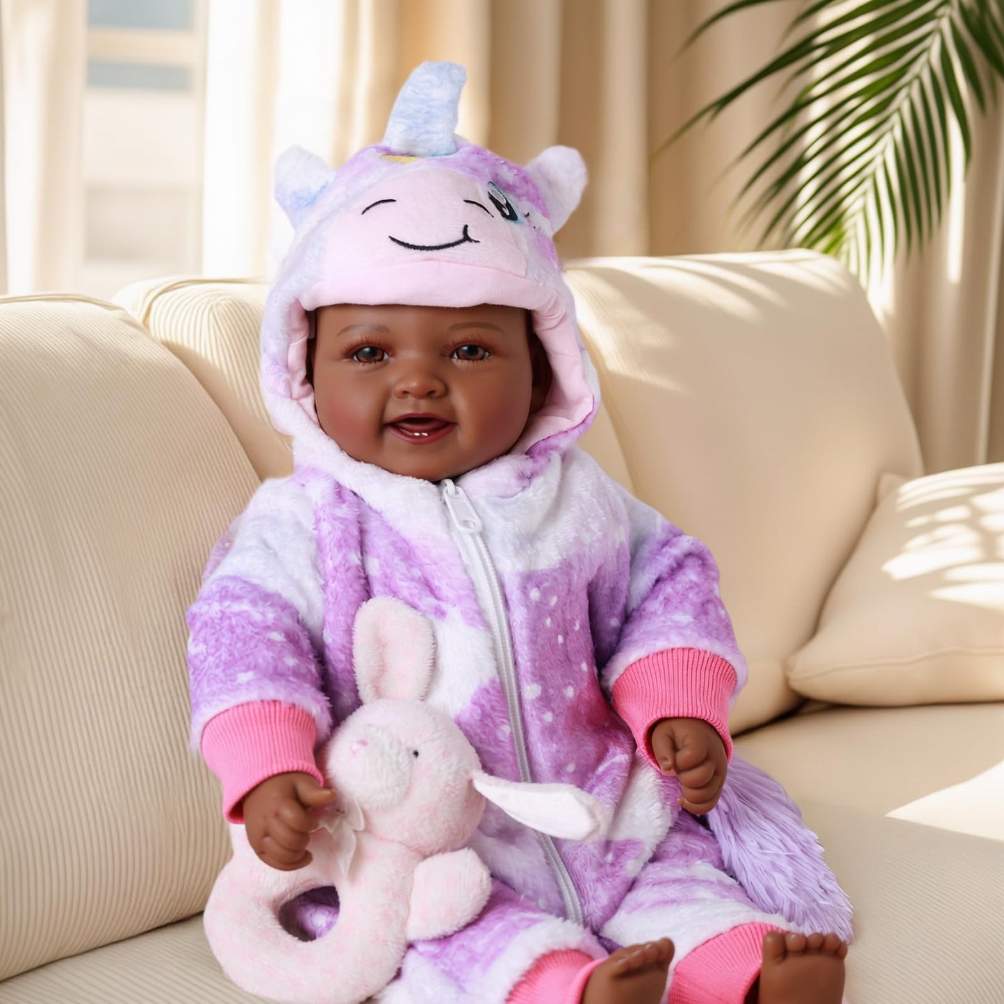 BABESIDE Value 5-Piece Black Baby Doll Set - Includes 17-Inch Lifelike Doll  Clothing  Birth Certificate  Bottle and Magnetic Pacifier  Soft Body Realistic Newborn Gift for Kids Age 3+