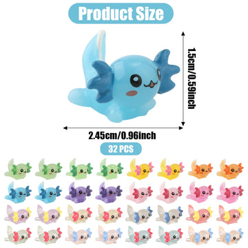 64pcs Mini Axolotl Figures, Glow in The Dark Resin Axolotl Tiny Animal Figurines Ornament Axolotl Charms for DIY Craft Garden La