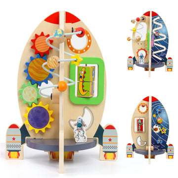 Wdmiya Space Wooden Activity Cube Toys For Baby, Montessori Toys For 1 Year Old Boy & Girl Birthday Gifts, Sensory And Education