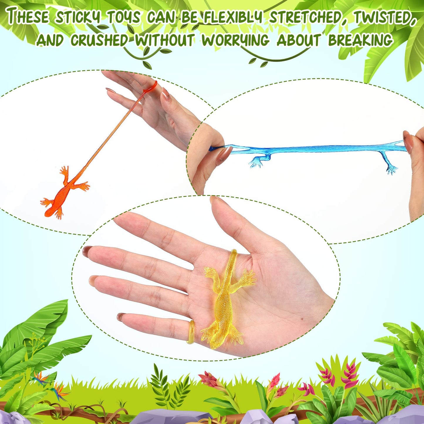 60 Pcs Stretchy Lizards Toys - Rubbery Sticky Lizards for Kids - Party Favor  Goodie Bag Stuffer  Pinata Filler  Student Reward  Birthday Gift  Classroom Prize  Christmas