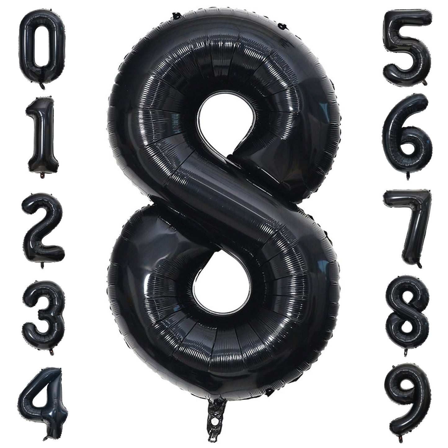 Paticool 40 Inch Black Number Balloon 8, Large Number Foil Balloons Mylar For Girl Boy Birthday Party Celebration Decorations Su