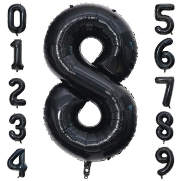 Paticool 40 Inch Black Number Balloon 8, Large Number Foil Balloons Mylar For Girl Boy Birthday Party Celebration Decorations Su