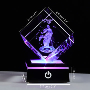 3D Crystals Virgo Zodiac Astrology Gifts For Women Men,Virgo Glass Figurine Decor Constellation Stuff Auguest September Birthday