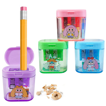 Funblast Cute Pencil Sharpener For Kids - Set Of 4 Pcs Sharpener For Kid With Two-Holes, Stationery Items Aesthetic, Stylish Sha