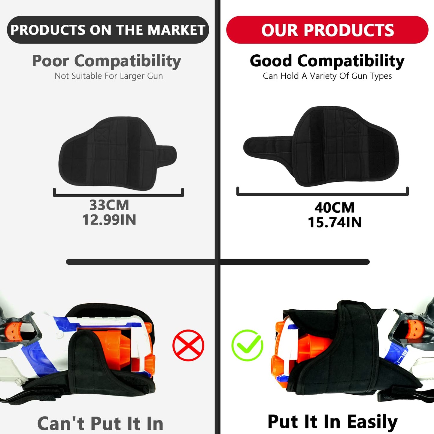 BOROLA Adjustable Tactical Leg Holster Compatible for Nerf advanced Series Blaster(Black)