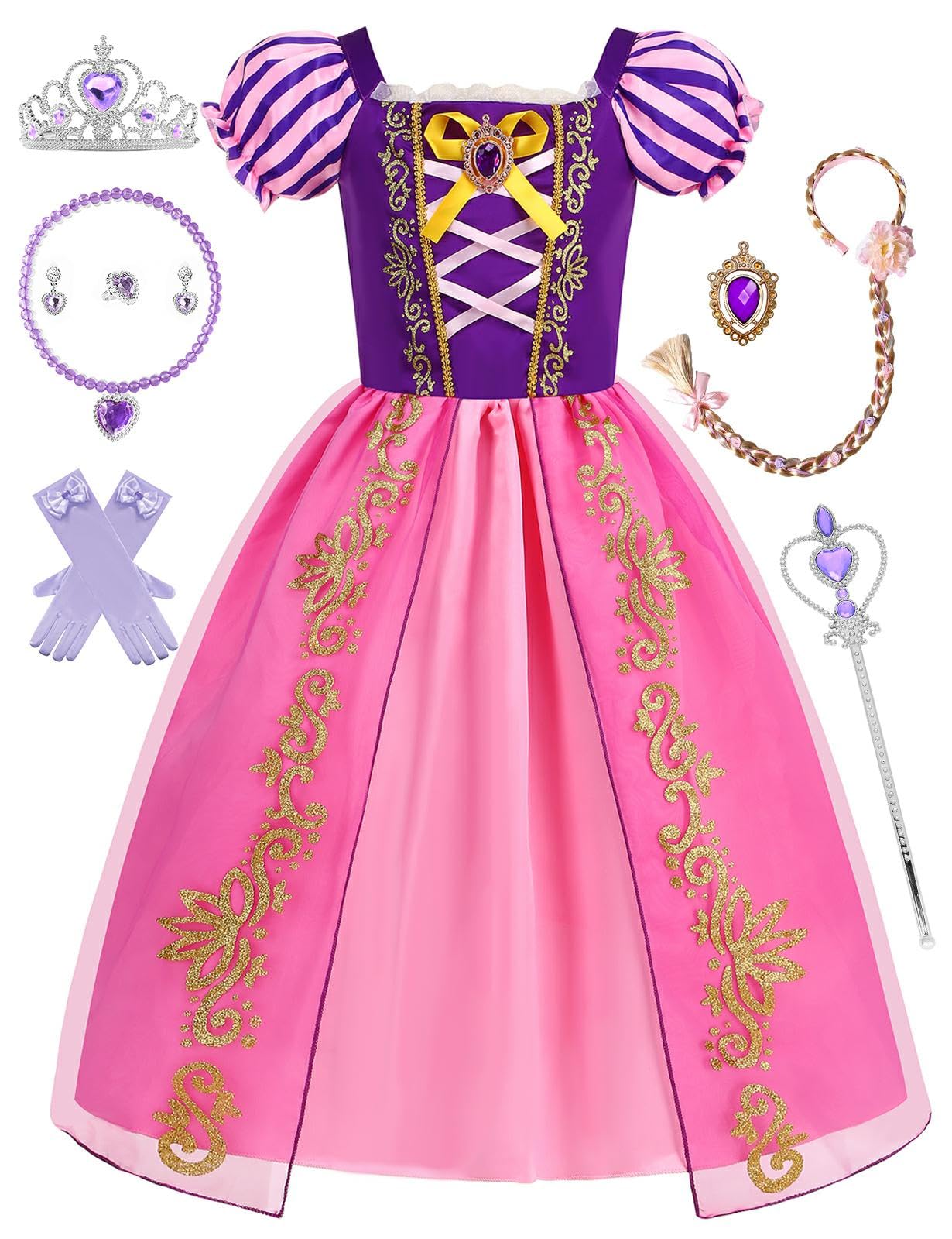 Isswya Girls Princess Costume Princess Dress Up Clothes For Kids Birthday Halloween Cosplay Party Outfits 4-5T
