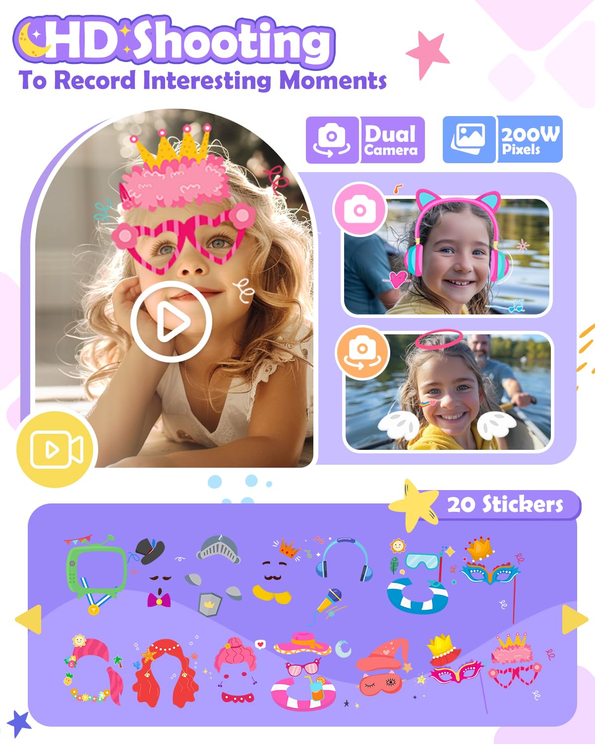 Kids Phone Toys For Girls Ages 5-7, Christmas Birthday Gifts For 5 6 7 8 Year Old Girls, Hd Dual Camera Kids Smart Phone For Tod